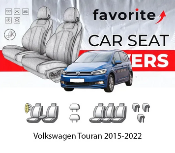 Чoхли модельні Volkswagen Touran 2015-2022рр. (мінівен) (7місць) (airbag, 7 окр.сидінь, передн. підл., 7 підгол.) VG87 фото