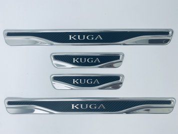 Накладки на пороги Ford Kuga 2 2013+ (хром-карбон) TAN24 00-00011759/2 фото