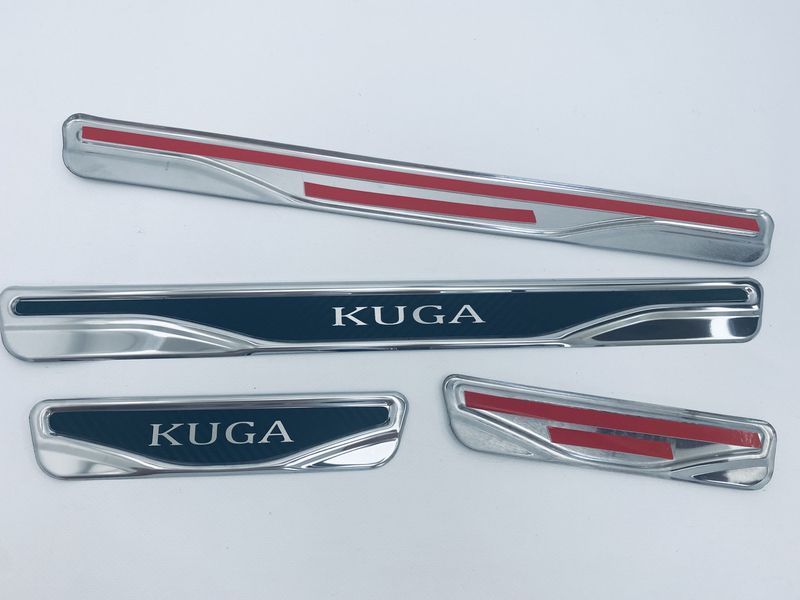 Накладки на пороги Ford Kuga 2 2013+ (хром-карбон) TAN24 00-00011759/2 фото