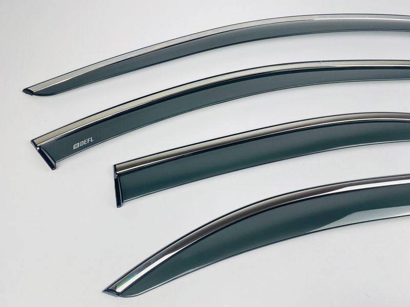 Дефлектор вікна для Skoda Rapid 2012+ з нерж. хром полоскою 00-00014190 фото