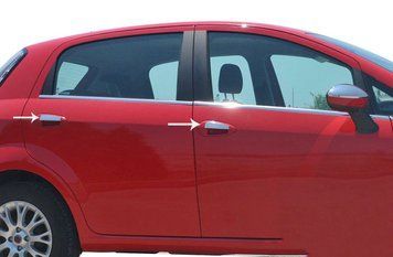 Fiat Grande Punto; EVO 2006-2018 Накладки на дверні ручки (4 дверні., Нерж.) OmsaLine - Італійська нержавійка 2508042 фото