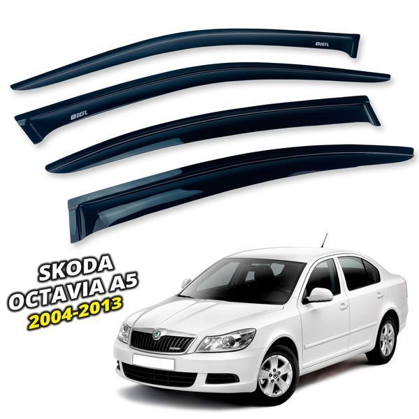 Дефлектори вікон Skoda Octavia A5 2004-2013 Sedan/HB накладні (DEFL) Q2 00-00014479 фото