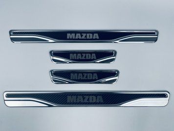 Накладки на пороги Mazda 3 2003-2008 (хром-карбон) TAN24 00-00011766/1 фото