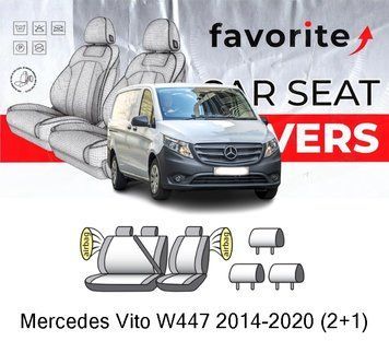 Чохли модельні Mercedes Vito W447 2014-2020 (2+1) FAVME40 фото