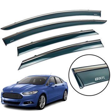Дефлектор вікна для Ford Mondeo 2014-2020 Sedan з нерж. хром полоскою 00-00014140 фото