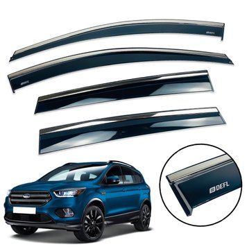 Дефлектор вікна для Ford Kuga 2012-2019 з нерж. хром полоскою 00-00014201 фото