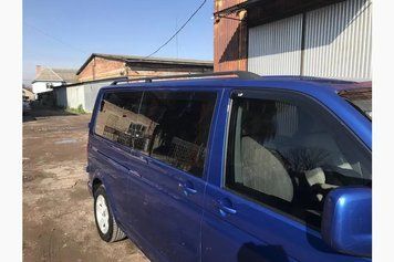 Рейлінги Чорні Коротка база, Металеві ніжки Volkswagen T5 Transporter 2003-2010 рр. met054/3 фото