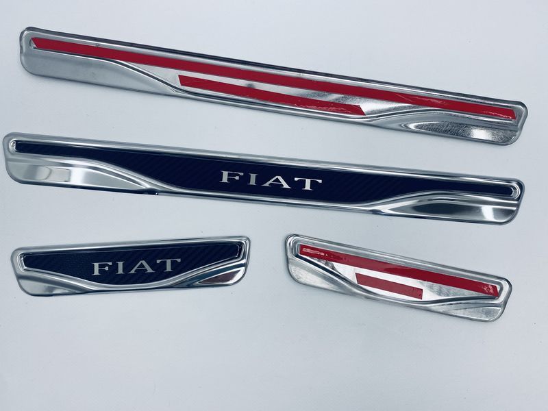 Накладки на пороги Fiat Freemont 2011+ (хром-карбон) TAN24 00-00011757/1 фото