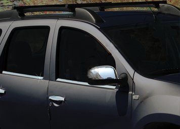 Renault Duster 2008-2017 Накладки на дзеркала варіант 1 (2 шт., нерж) Carmos - Турецька сталь car200007/1 фото