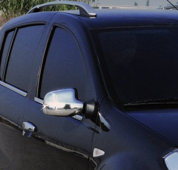 Dacia Logan 2008-2012 Накладки на дзеркала (2 шт) V-2 Полірована нержавіюча сталь 2003111 фото