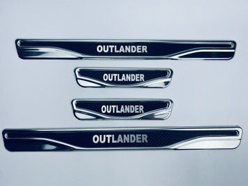 Накладки на пороги для Mitsubishi Outlander 2016-2019 (хром-карбон) TAN24 00-00014089/1 фото