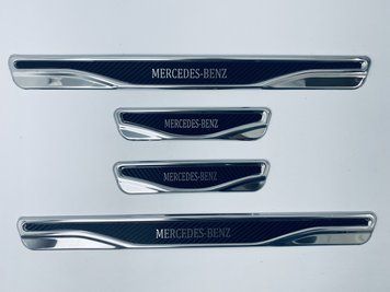 Накладки на пороги Mercedes E-Class W213 (хром-карбон) TAN24 дизайн 1 00-00011769/15 фото