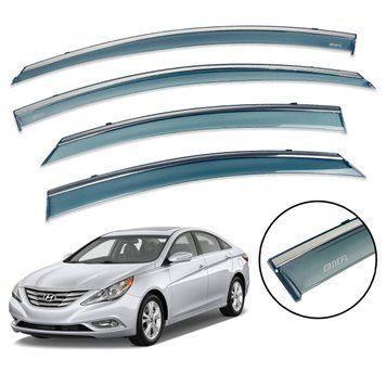 Дефлектор вікна для Hyundai Sonata 2010-2015 з нерж. хром полоскою 00-00014188 фото