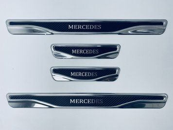 Накладки на пороги Mercedes A-Class W176 (хром-карбон) TAN24 дизайн 2 00-00011770/1 фото