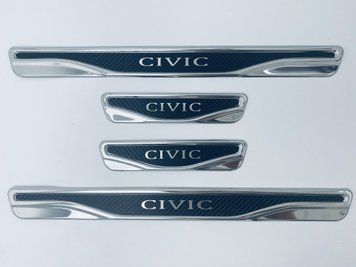 Накладки на пороги Honda Civic 11 2021+ (хром-карбон) TAN24 00-00011764/3 фото