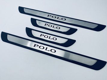 Накладки на пороги Volkswagen Polo 2009-2017 (хром-пласт) TAN24 00-00011725/1 фото