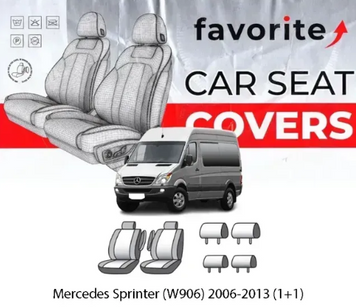 Чохли модельні Mercedes Sprinter, VW Crafter (2+1) 2011-2018 (фургон) (1 внутр. підл. у водія, 3 підгол.) MV10 фото