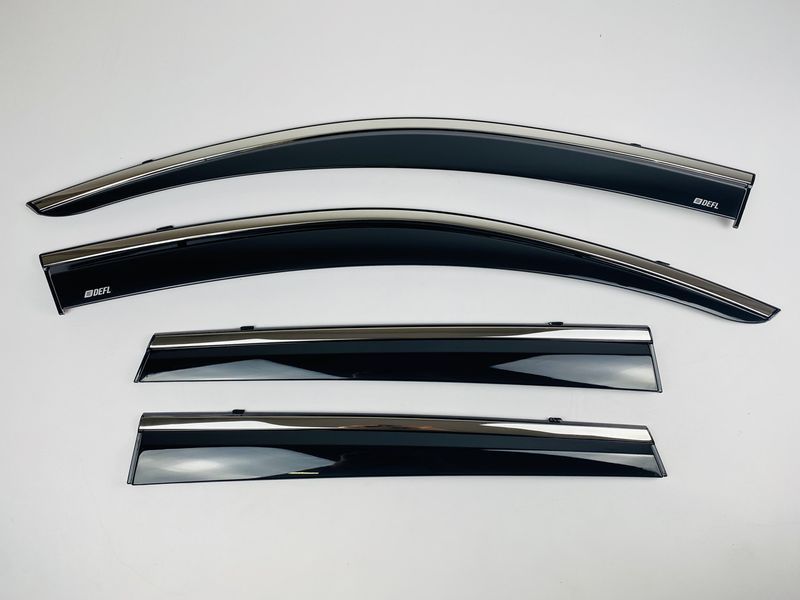 Дефлектор вікна для Volkswagen Touareg 2010-2018 з нерж. хром полоскою 00-00014179 фото