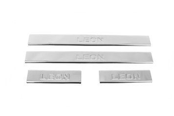 Seat Leon 2013-2020 Накладки на пороги Carmos V2 (4 шт, нерж) 009st040207 фото