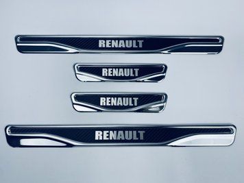 Накладки на пороги Renault Scenic 1 1998-2003 (хром-карбон) TAN24 00-00011772/7 фото