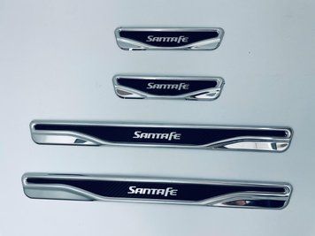 Накладки на пороги Hyundai Santa Fe 3 2012+ (хром-карбон) TAN24 00-00011493/1 фото