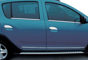 Renault Logan MCV 2013-2022 Накладки на ручки (4 шт., нерж.) Carmos - Турецька сталь car8240/4 фото