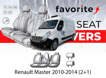 Чохли модельні Renault Master, Opel Movano (2+1) з 2010р (фургон) (1внутр.підл.водія, пасаж.сп.і сид.1/2,2підг) RON02 фото